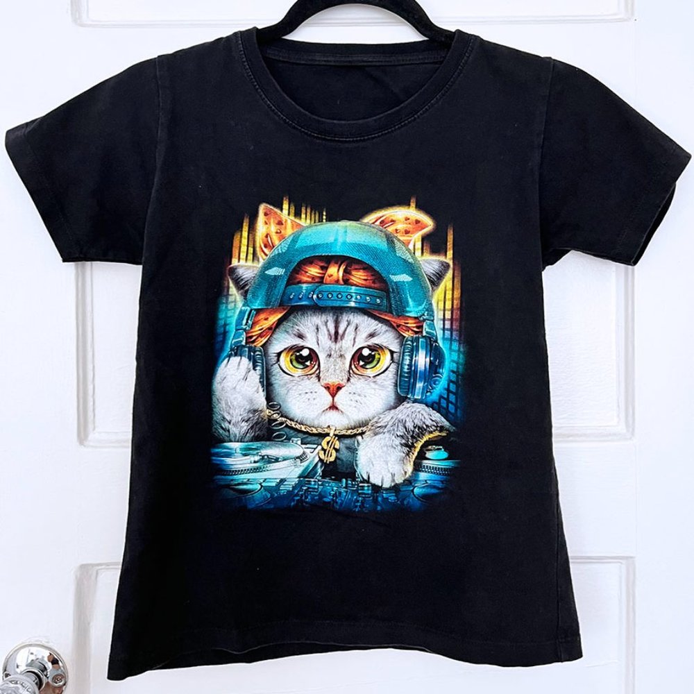 DJ Cat Dope Black Tshirt